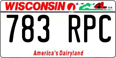 WI license plate 783RPC