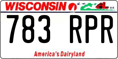 WI license plate 783RPR