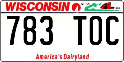 WI license plate 783TOC