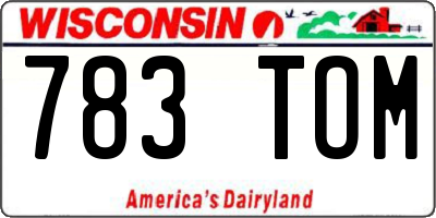 WI license plate 783TOM