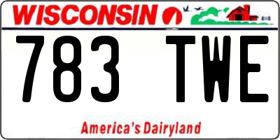 WI license plate 783TWE