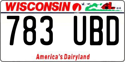 WI license plate 783UBD