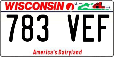 WI license plate 783VEF