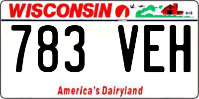 WI license plate 783VEH