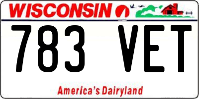 WI license plate 783VET