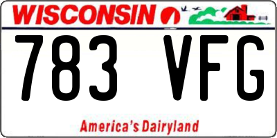WI license plate 783VFG