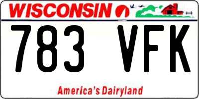 WI license plate 783VFK