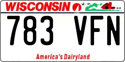 WI license plate 783VFN