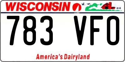 WI license plate 783VFO