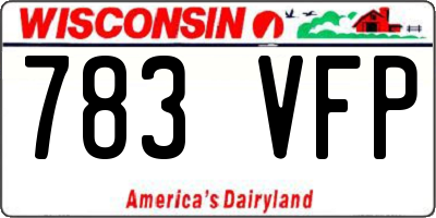 WI license plate 783VFP