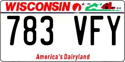 WI license plate 783VFY