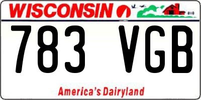 WI license plate 783VGB