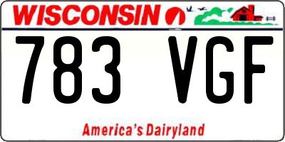 WI license plate 783VGF