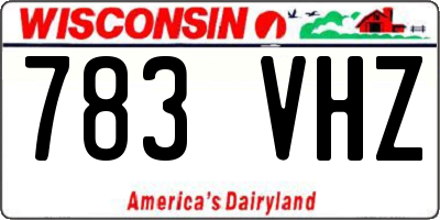 WI license plate 783VHZ