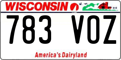 WI license plate 783VOZ