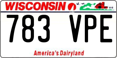 WI license plate 783VPE