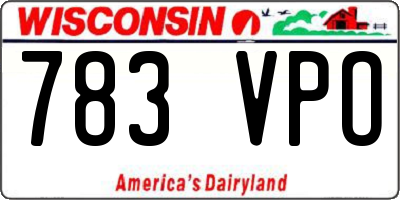 WI license plate 783VPO