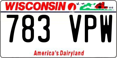 WI license plate 783VPW