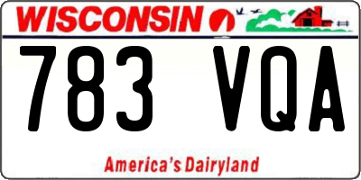 WI license plate 783VQA