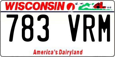 WI license plate 783VRM