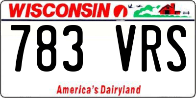 WI license plate 783VRS