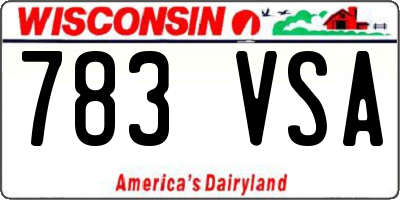 WI license plate 783VSA