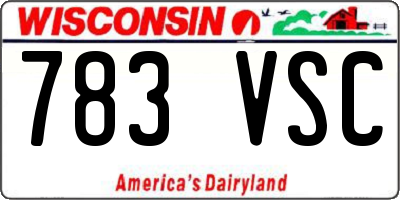 WI license plate 783VSC