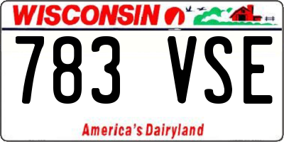 WI license plate 783VSE