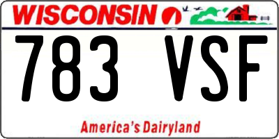 WI license plate 783VSF