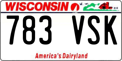 WI license plate 783VSK