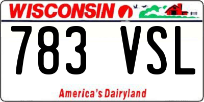 WI license plate 783VSL