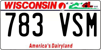 WI license plate 783VSM