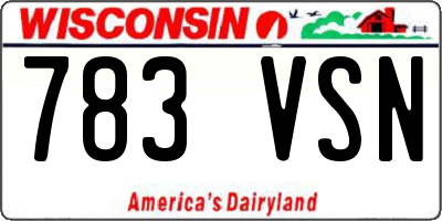 WI license plate 783VSN