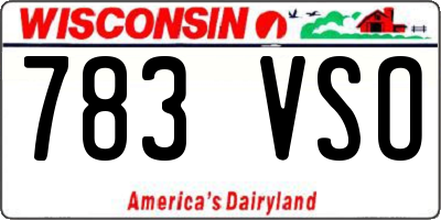 WI license plate 783VSO