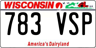 WI license plate 783VSP