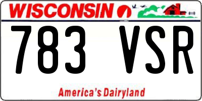 WI license plate 783VSR
