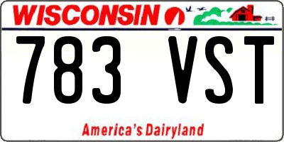 WI license plate 783VST