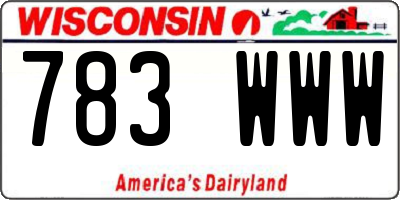 WI license plate 783WWW