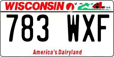 WI license plate 783WXF