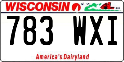 WI license plate 783WXI