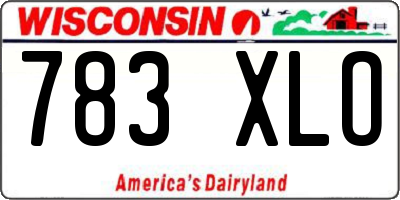 WI license plate 783XLO