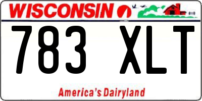 WI license plate 783XLT