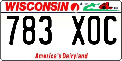 WI license plate 783XOC