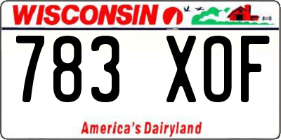 WI license plate 783XOF