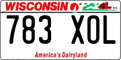 WI license plate 783XOL