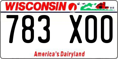 WI license plate 783XOO