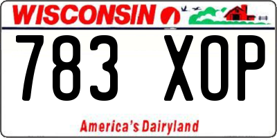WI license plate 783XOP