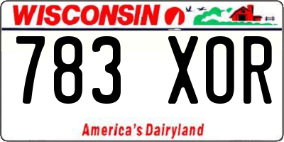 WI license plate 783XOR