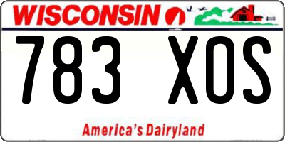 WI license plate 783XOS