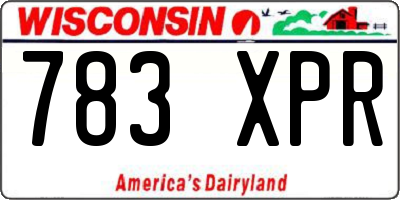 WI license plate 783XPR
